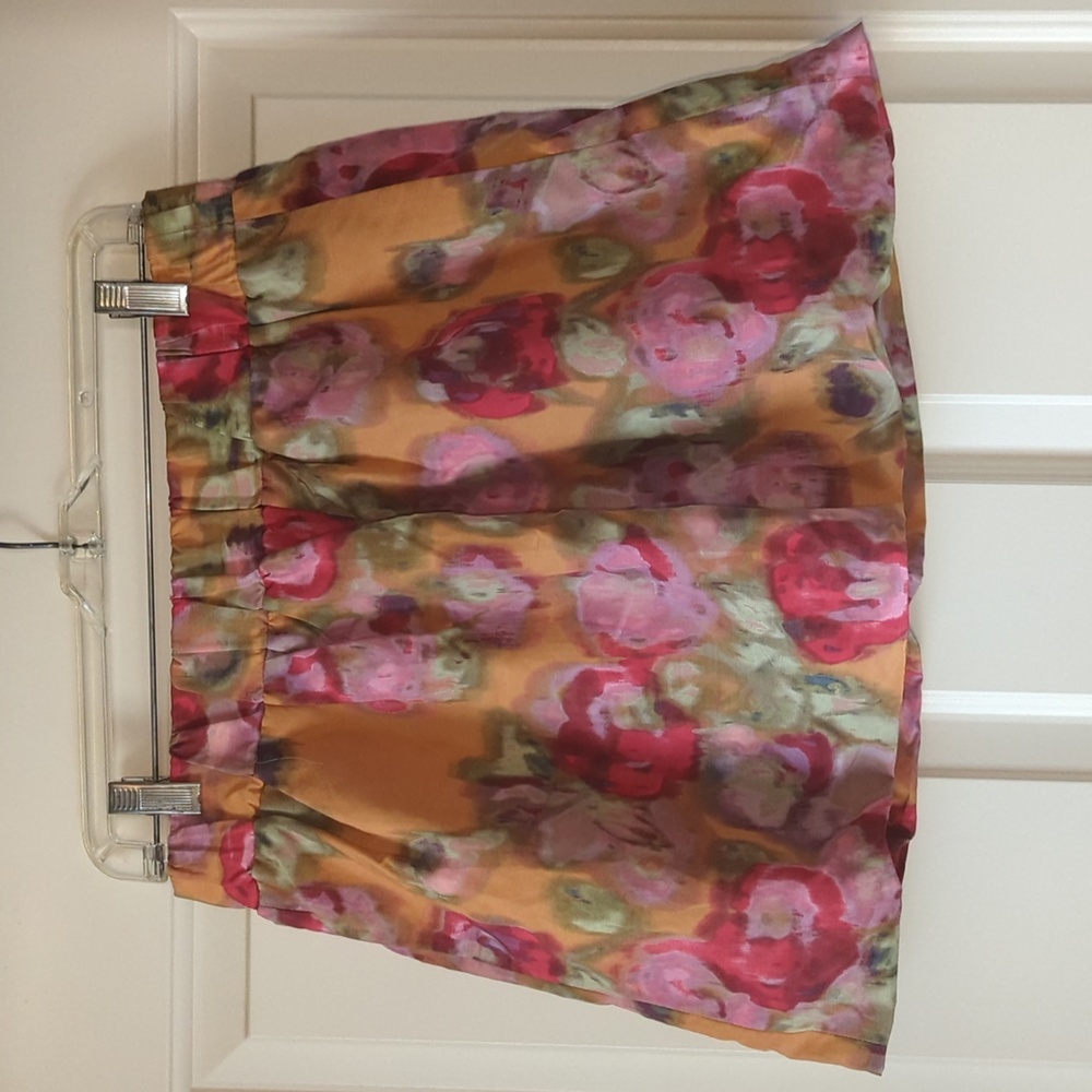 Women’s Floral Satin Mini Skirt - Pink & Gold